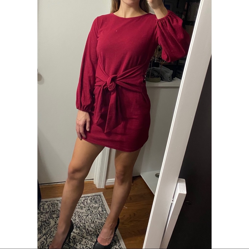Red Tie-Waist Dress - Size Small